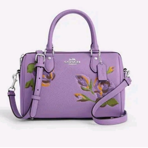 Coach Lavender Floral Rowan Satchel - Picture 10 of 12